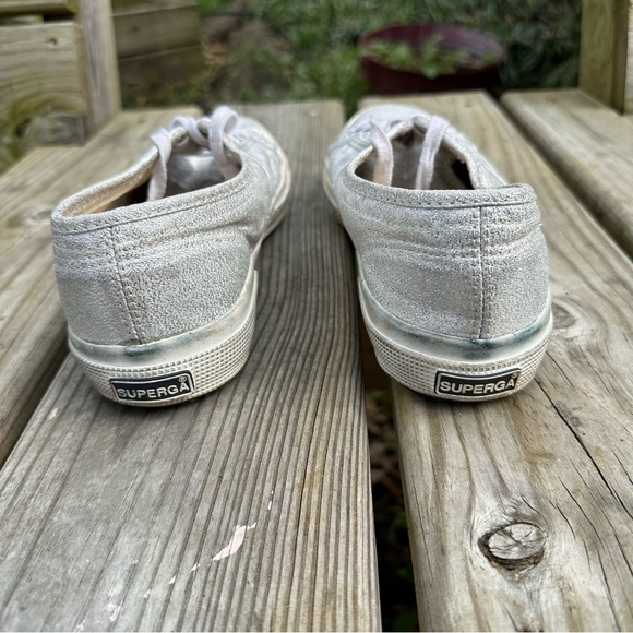 Superga Metallic Canvas Low Top Sneakers Silver Gray Size 9 - Picture 4 of 10